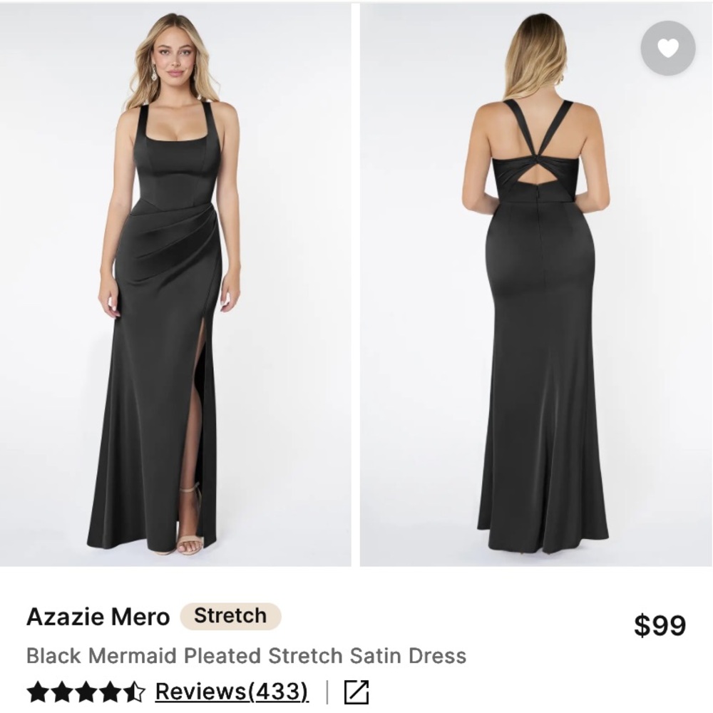 Azazie Mero Black Satin Gown